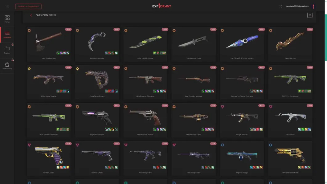 Tài khoản NFA Valorant Random Skins ✔️40-100 Skins	