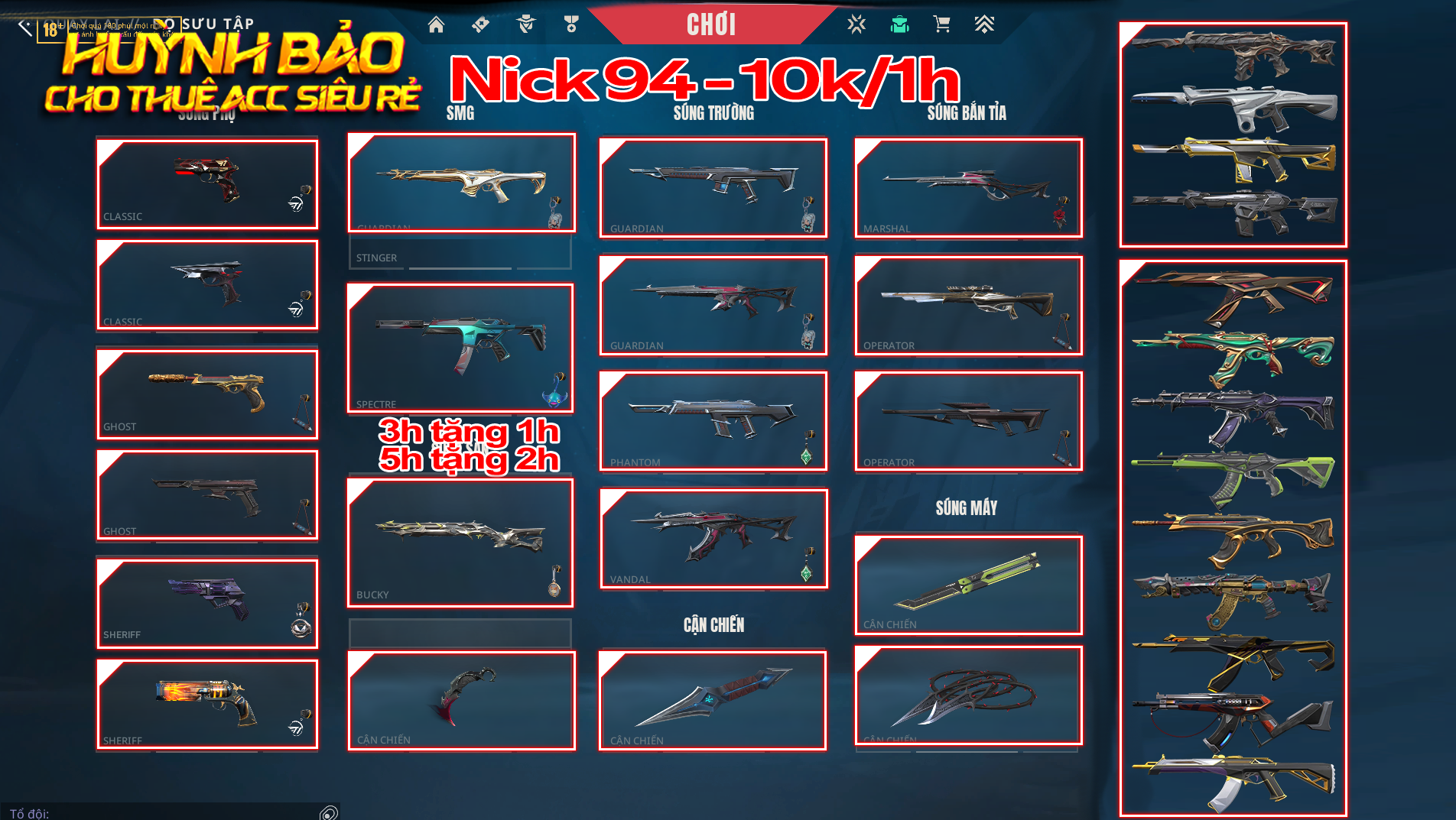 94 - Thuê Acc (Nick) Valorant Có 99+ Skin | BlackThorn + Neo + Araxys + Gaia + RGX