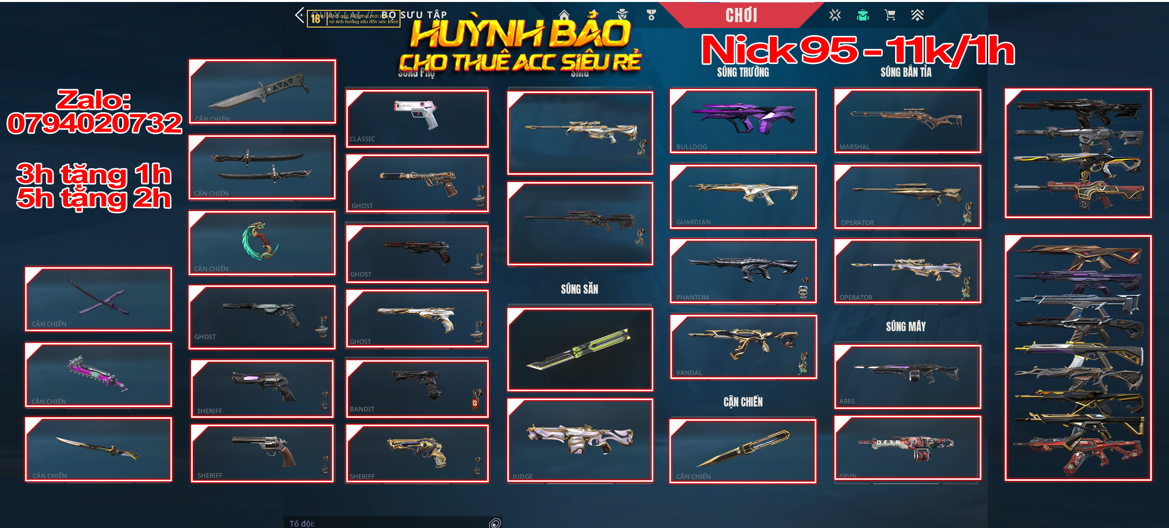 96 - Thuê Acc (Nick) Valorant Có 99+ Skin | BlackThorn + Neo + Araxys + Gaia + RGX