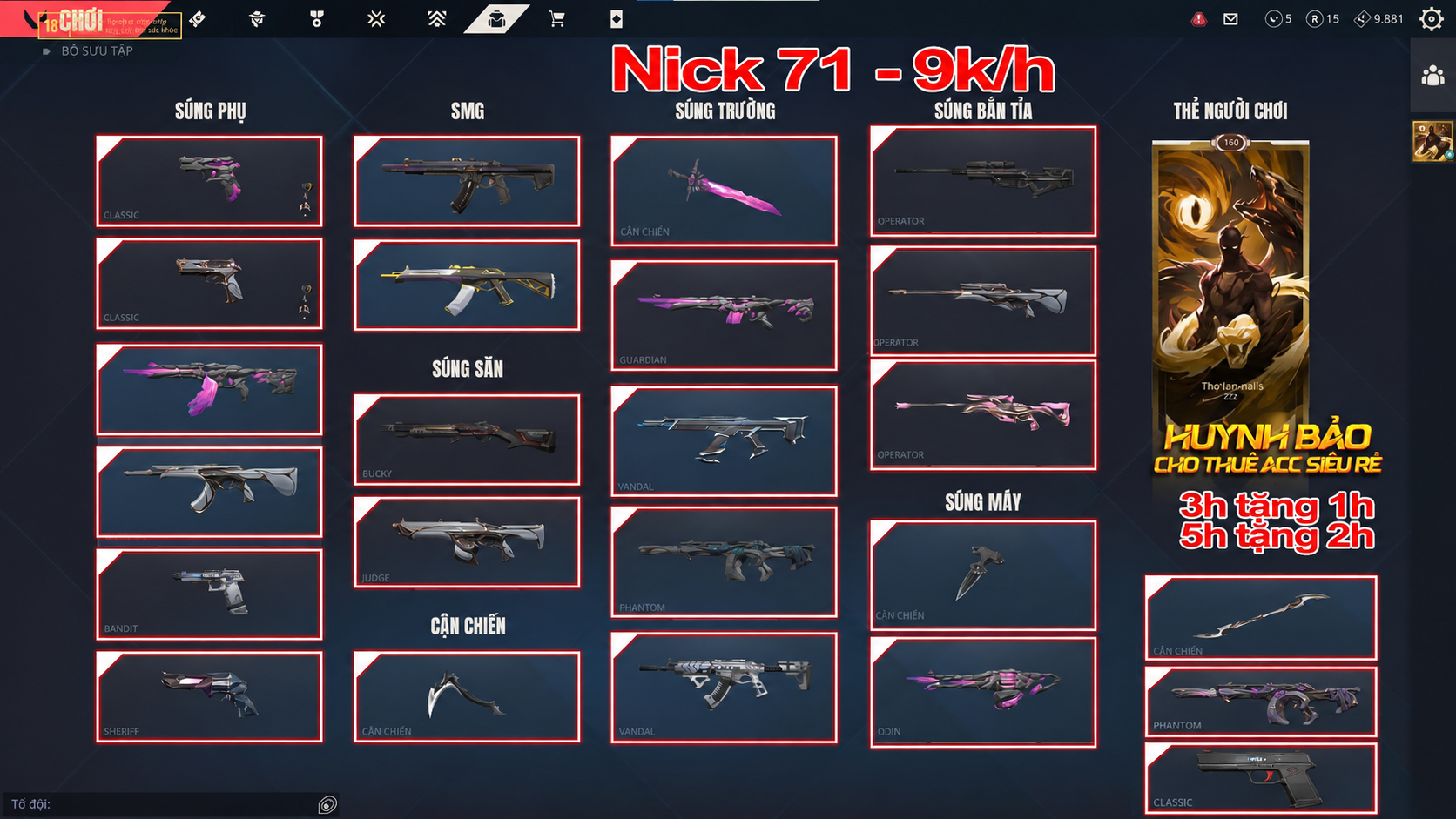 71 - Thuê Acc (Nick) Valorant Có 99+ Skin | Rouge + Diven + Dimor 